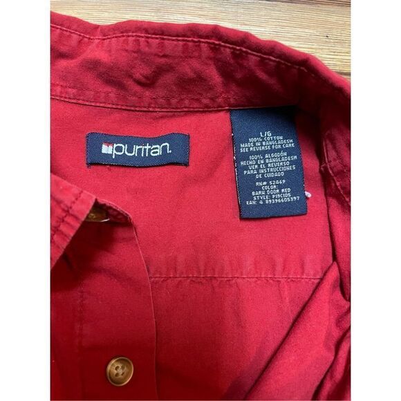 Puritan Mens red button down collar shirt size large - Picture 3 of 5